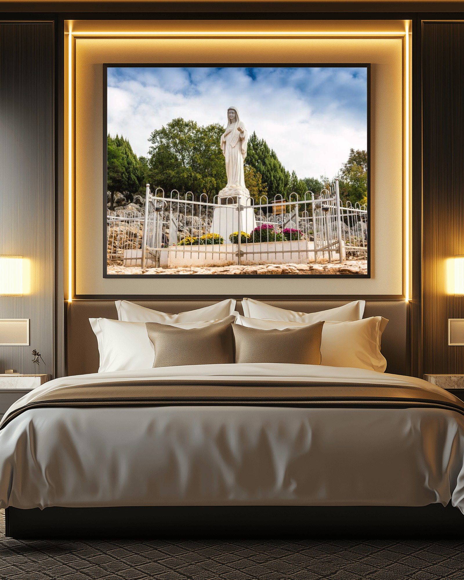 Virgin Mary statue on Apparition Hill, Medjugorje pilgrimage print