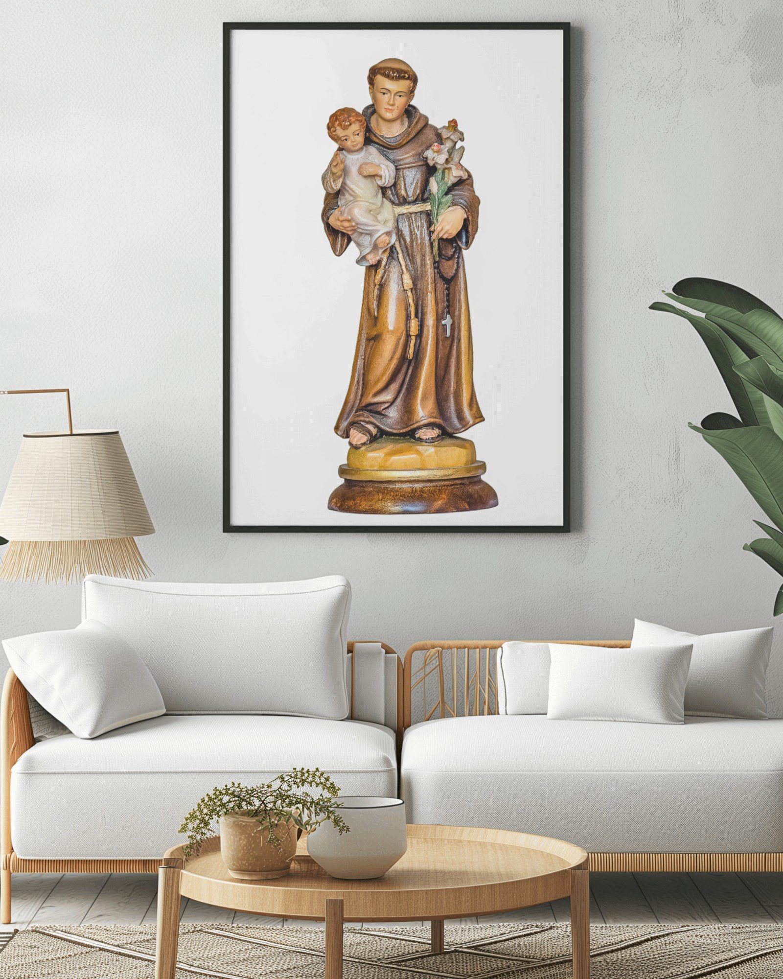Statue of Saint Anthony of Padua with the Child Jesus, Catholic wall art