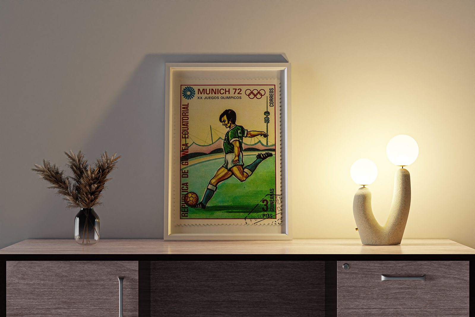 Vintage Equatorial Guinea stamp of a footballer from the 1972 Munich Olympics