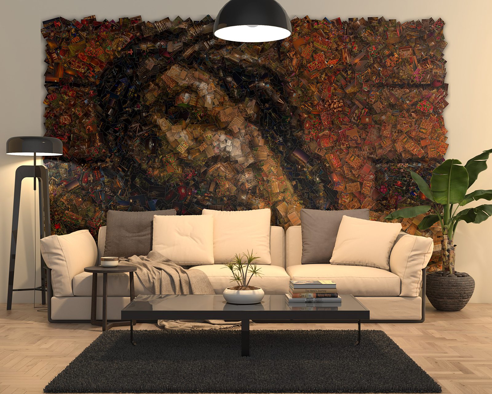 The crucified Christ, a photomosaic built from photographs of Italy, religious wall art