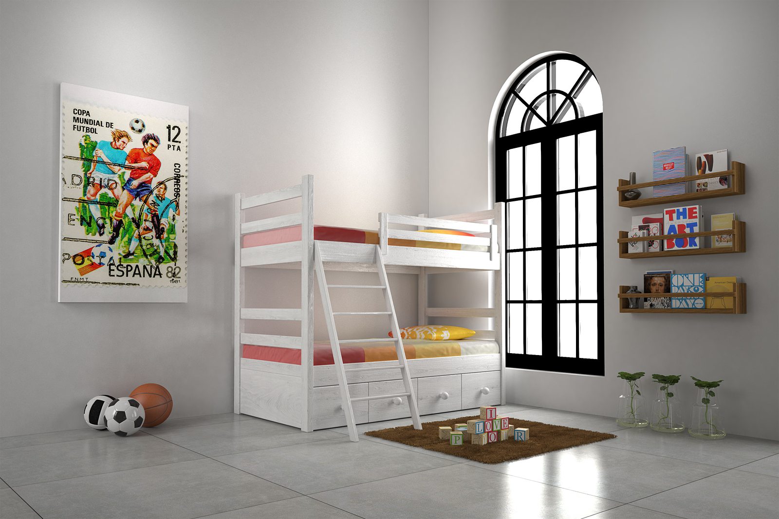 Vintage Spanish postage stamp of footballers from the 1982 World Cup, as wall art